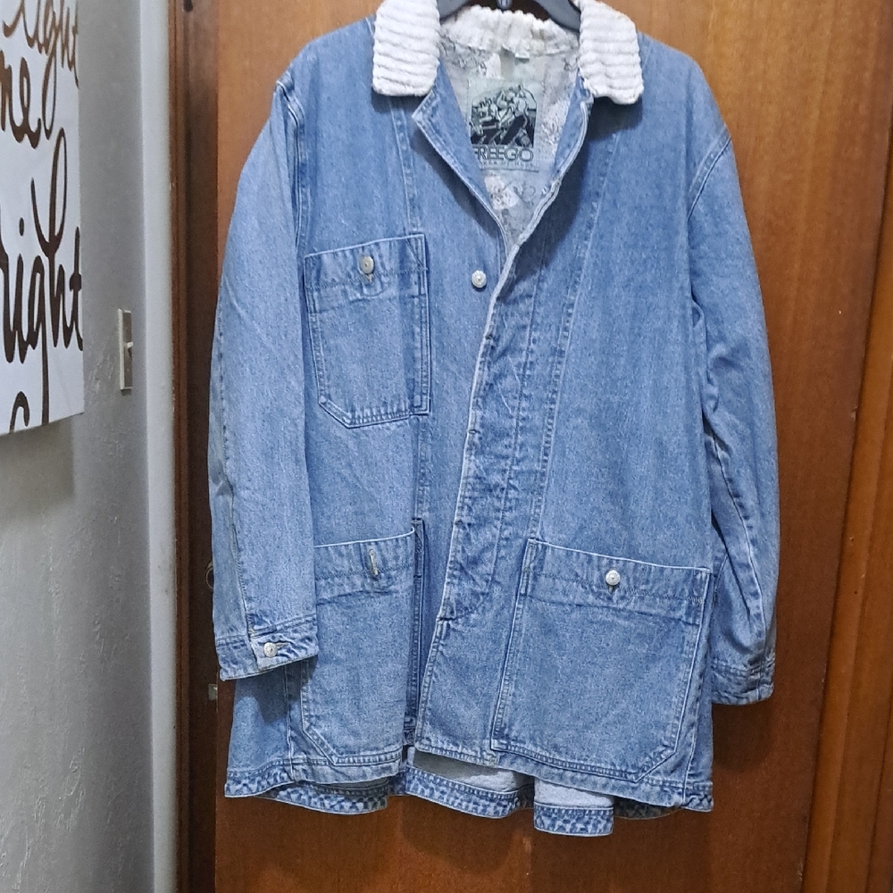 Blue Denim Jacket with White Collar